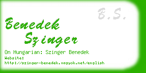 benedek szinger business card